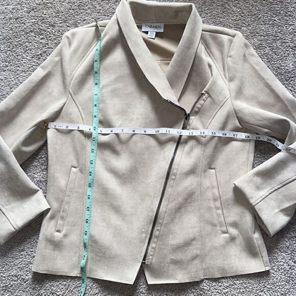 Carmen Marc Valvo Faux Suede Drape Moto Jacket! - Picture 12 of 13